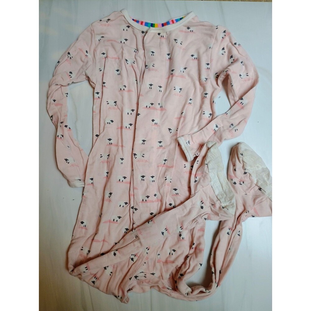 Magnetic Me Baa Baa Sheep Lamb Baby Girl Pink Modal Footie Pajama Sleeper 12-18m